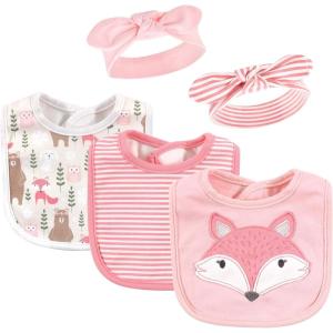 image:imageHudson Baby Unisex BabyCotton Bib and Headband or Caps SetMiss Fox