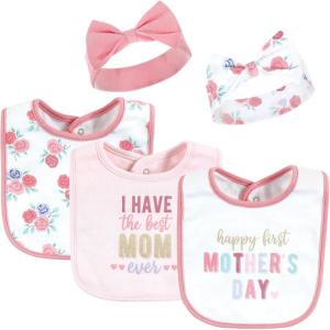 image:imageHudson Baby Unisex BabyCotton Bib and Headband or Caps SetMothers Day
