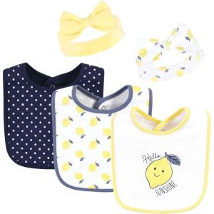 image:imageHudson Baby Unisex BabyCotton Bib and Headband or Caps SetNavy Lemon