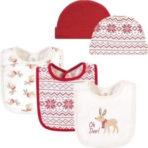 image:imageHudson Baby Unisex BabyCotton Bib and Headband or Caps SetOh Deer