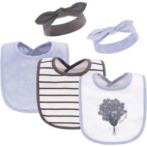 image:imageHudson Baby Unisex BabyCotton Bib and Headband or Caps SetPeriwinkle