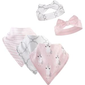 image:imageHudson Baby Unisex BabyCotton Bib and Headband or Caps SetPink Unicorn
