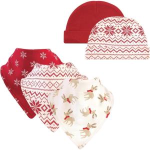 image:imageHudson Baby Unisex BabyCotton Bib and Headband or Caps SetReindeer