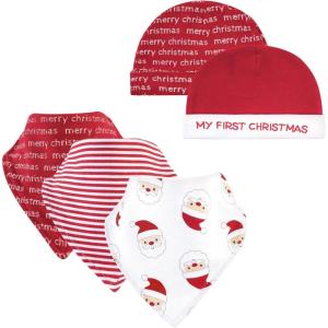 image:imageHudson Baby Unisex BabyCotton Bib and Headband or Caps SetSanta