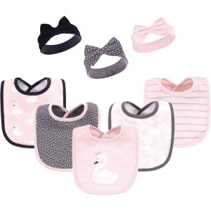 image:imageHudson Baby Unisex BabyCotton Bib and Headband or Caps SetSwan