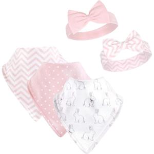image:imageHudson Baby Unisex BabyCotton Bib and Headband or Caps SetWhite Bunny