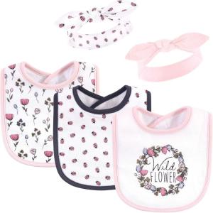 image:imageHudson Baby Unisex BabyCotton Bib and Headband or Caps SetWild Flower