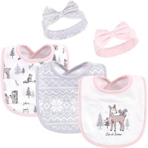 image:imageHudson Baby Unisex BabyCotton Bib and Headband or Caps SetWinter Forest