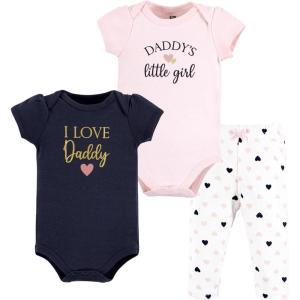 image:imageHudson Baby Unisex Cotton Bodysuit and Pant SetGirl Daddy Pink Navy