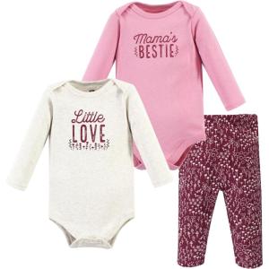 image:imageHudson Baby Unisex Cotton Bodysuit and Pant SetLittle Love Flowers Long Sleeve
