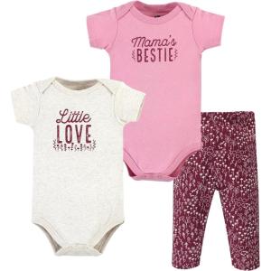image:imageHudson Baby Unisex Cotton Bodysuit and Pant SetLittle Love Flowers Short Sleeve