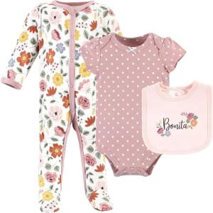 image:imageHudson Baby Unisex Cotton Sleep and Play Bodysuit and Bandana Bib SetBonita