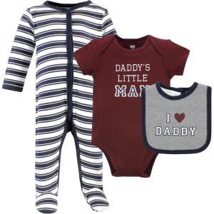 image:imageHudson Baby Unisex Cotton Sleep and Play Bodysuit and Bandana Bib SetBoy Daddy