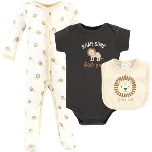 image:imageHudson Baby Unisex Cotton Sleep and Play Bodysuit and Bandana Bib SetBrave Lion