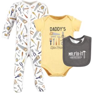 image:imageHudson Baby Unisex Cotton Sleep and Play Bodysuit and Bandana Bib SetConstruction Work