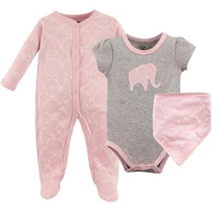 image:imageHudson Baby Unisex Cotton Sleep and Play Bodysuit and Bandana Bib SetElephant