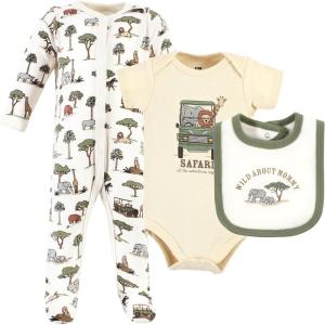 image:imageHudson Baby Unisex Cotton Sleep and Play Bodysuit and Bandana Bib SetGoing on Safari