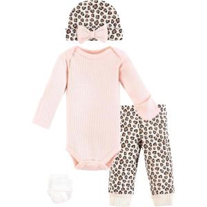 image:imageHudson Baby Unisex Thermal Preemie Layette Set 4pc Short Sleeve OutfitLeopard Long Sleeve