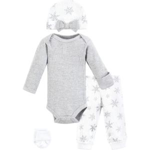 image:imageHudson Baby Unisex Thermal Preemie Layette Set 4pc Short Sleeve OutfitSnowflake Long Sleeve