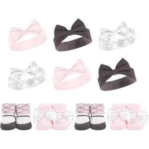 image:imageHudson Baby babygirls 10pc Headband and Socks SetDamask