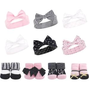 image:imageHudson Baby babygirls 10pc Headband and Socks SetHoundstooth Love