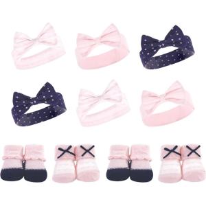 image:imageHudson Baby babygirls 10pc Headband and Socks SetPink Polka Dot