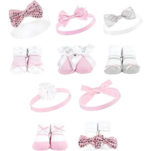 image:imageHudson Baby babygirls 12pc Headband and Socks SetPink Gray Pink Sequin