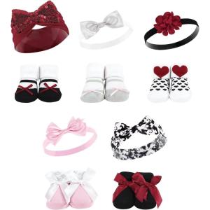 image:imageHudson Baby babygirls 12pc Headband and Socks SetPink Gray Red Sequin
