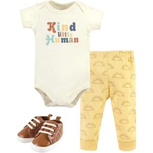 image:imageHudson Baby babygirls Cotton Bodysuit Pant and Shoe SetKind Human