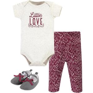 image:imageHudson Baby babygirls Cotton Bodysuit Pant and Shoe SetLittle Love Flowers