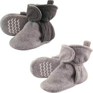 image:imageHudson Baby babygirls Cozy Fleece BootiesLight and Dark Gray 2pack