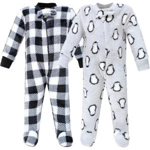 image:imageHudson Baby babygirls Plush Sleep and PlayHudson Baby Unisex Baby Plush Sleep and Play Navy Snowflake 03 MonthsGray Penguin