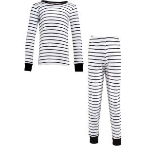 image:imageHudson Baby unisexbaby Cotton Pajama SetWhite Black Stripe
