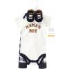 image:imageHudson Baby Unisex Baby Cotton Bodysuit Pant and Shoe Set Brown Navy Mamas Boy Newborn