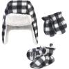 image:imageHudson Baby Baby Hudson Baby Unisex Baby Trapper Hat Mitten and Bootie Set Tan Bear 06 MonthsBlack White Plaid