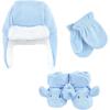 image:imageHudson Baby Baby Hudson Baby Unisex Baby Trapper Hat Mitten and Bootie Set Tan Bear 06 MonthsBlue Elephant