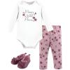 image:imageHudson Baby Unisex Baby Cotton Bodysuit Pant and Shoe Set Plum Wildflower 1218 Months