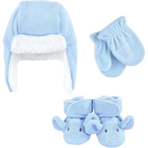 image:imageHudson Baby Baby Hudson Baby Unisex Baby Trapper Hat Mitten and Bootie Set Tan Bear 06 MonthsBlue Elephant
