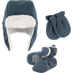 image:imageHudson Baby Baby Hudson Baby Unisex Baby Trapper Hat Mitten and Bootie Set Tan Bear 06 MonthsCoronet Blue