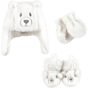 image:imageHudson Baby Baby Hudson Baby Unisex Baby Trapper Hat Mitten and Bootie Set Tan Bear 06 MonthsCream Bear