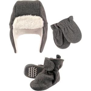 image:imageHudson Baby Baby Hudson Baby Unisex Baby Trapper Hat Mitten and Bootie Set Tan Bear 06 MonthsHeather Charcoal