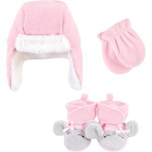 image:imageHudson Baby Baby Hudson Baby Unisex Baby Trapper Hat Mitten and Bootie Set Tan Bear 06 MonthsPink Gray Elephant