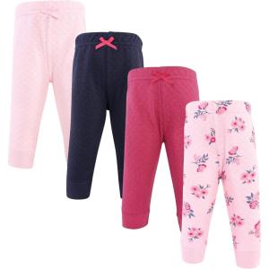 image:imageHudson Baby Baby Quilted Jogger Pants 4pkPink Navy Floral