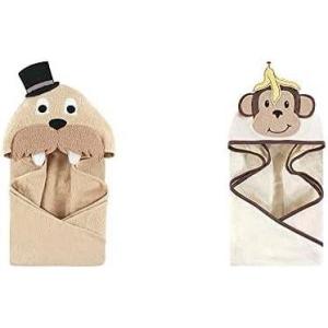 image:imageHudson Baby Boy Cotton Animal Face Hooded Towel 2Pack Classy Walrus Banana MonkeyClassy Walrus Banana Monkey
