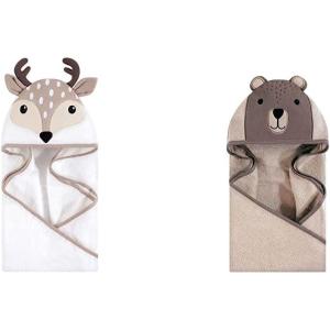 image:imageHudson Baby Boy Cotton Animal Face Hooded Towel 2Pack Classy Walrus Banana MonkeyLittle Fawn Modern Bear