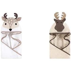 image:imageHudson Baby Boy Cotton Animal Face Hooded Towel 2Pack Classy Walrus Banana MonkeyLittle Fawn Modern Moose