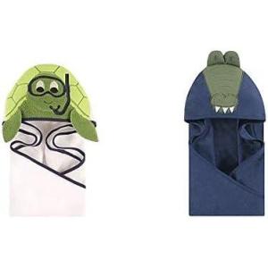 image:imageHudson Baby Boy Cotton Animal Face Hooded Towel 2Pack Classy Walrus Banana MonkeyScuba Turtle Alligator