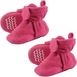 image:imageHudson Baby Cozy Warm Toddler Slipper Booties with Non Skid BottomDark Pink Fleece