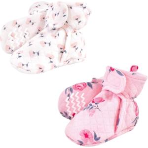 image:imageHudson Baby Cozy Warm Toddler Slipper Booties with Non Skid BottomPink Navy Floral