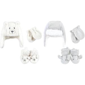 image:imageHudson Baby Girls 12Pc Cotton Headband and Scratch Mitten SetCream Bear Gray Elephant